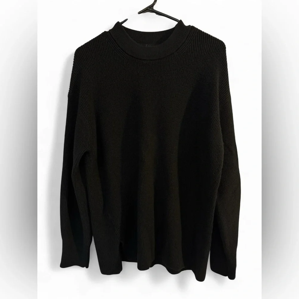 Lululemon Merino Wool Blend Ribbed Crewneck Sweater Black 10